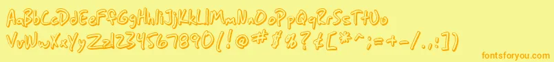 SfGrungeSansShadow Font – Orange Fonts on Yellow Background