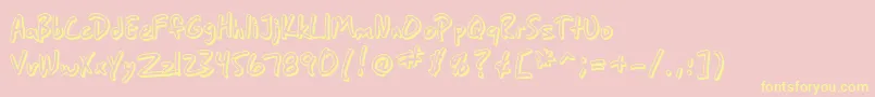 Fonte SfGrungeSansShadow – fontes amarelas em um fundo rosa