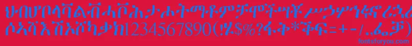 Czcionka Geeztimesssk – niebieskie czcionki na czerwonym tle