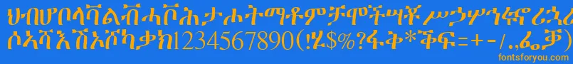 Geeztimesssk Font – Orange Fonts on Blue Background