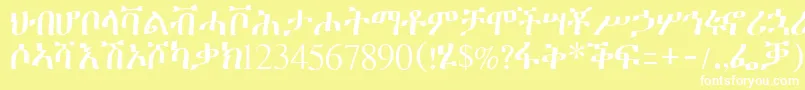 Czcionka Geeztimesssk – białe czcionki na żółtym tle