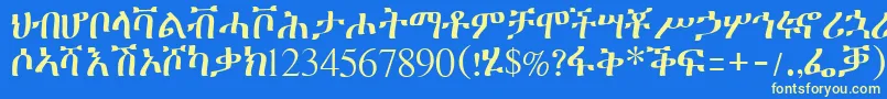 フォントGeeztimesssk – 黄色の文字、青い背景