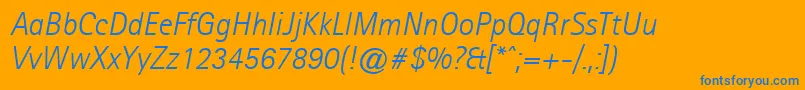 Czcionka AgfarotissansseriflightItalic – niebieskie czcionki na pomarańczowym tle