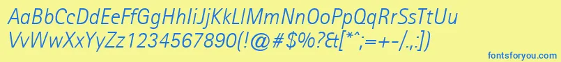 AgfarotissansseriflightItalic Font – Blue Fonts on Yellow Background