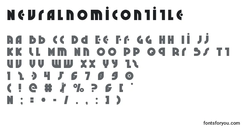 Neuralnomicontitle-fontti – aakkoset, numerot, erikoismerkit