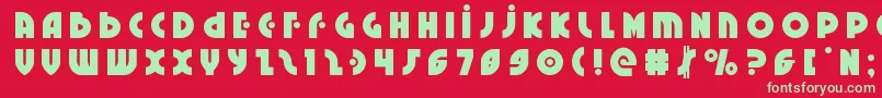 フォントNeuralnomicontitle – 赤い背景に緑の文字