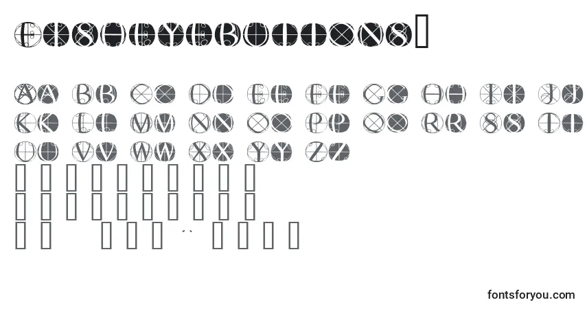 Czcionka Fisheyebuttons2 – alfabet, cyfry, specjalne znaki