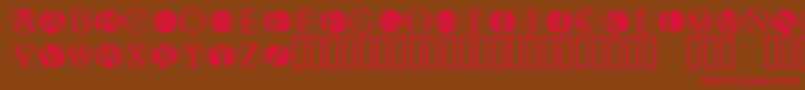 Fisheyebuttons2-Schriftart – Rote Schriften auf braunem Hintergrund