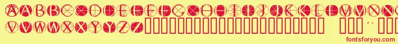 Fisheyebuttons2 Font – Red Fonts on Yellow Background