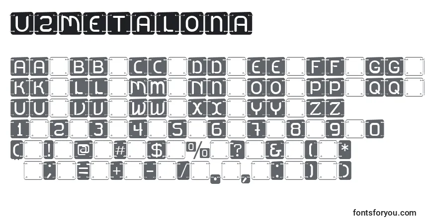A fonte U2Metalona – alfabeto, números, caracteres especiais