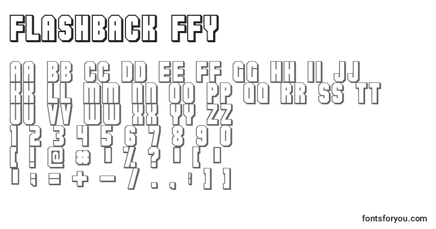 A fonte Flashback ffy – alfabeto, números, caracteres especiais