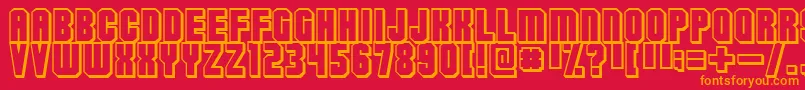 Flashback ffy-Schriftart – Orangefarbene Schriften auf rotem Hintergrund
