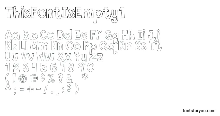 A fonte ThisFontIsEmpty1 – alfabeto, números, caracteres especiais