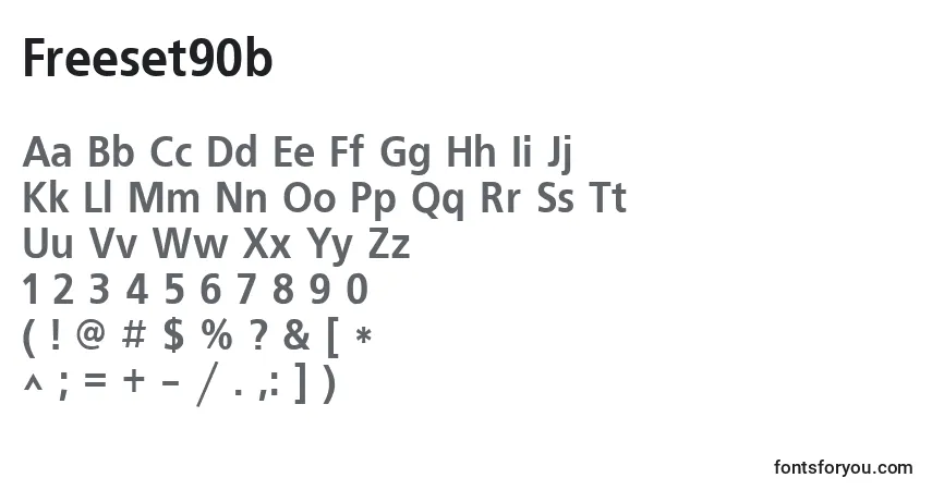 Schriftart Freeset90b – Alphabet, Zahlen, spezielle Symbole