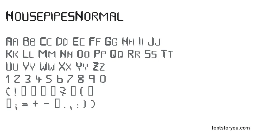 A fonte HousepipesNormal – alfabeto, números, caracteres especiais