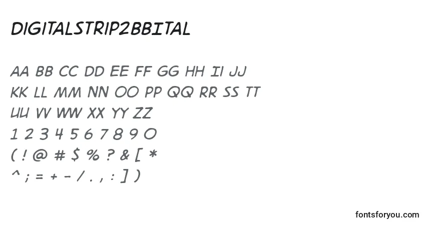 A fonte Digitalstrip2bbItal – alfabeto, números, caracteres especiais