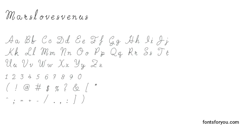 A fonte Marslovesvenus – alfabeto, números, caracteres especiais