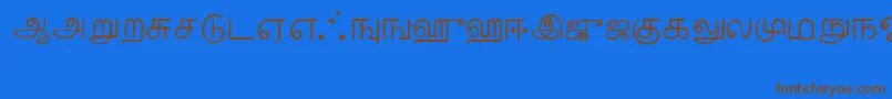 フォントTamil – 茶色の文字が青い背景にあります。