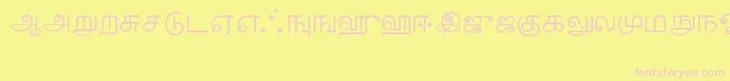 Tamil-Schriftart – Rosa Schriften auf gelbem Hintergrund