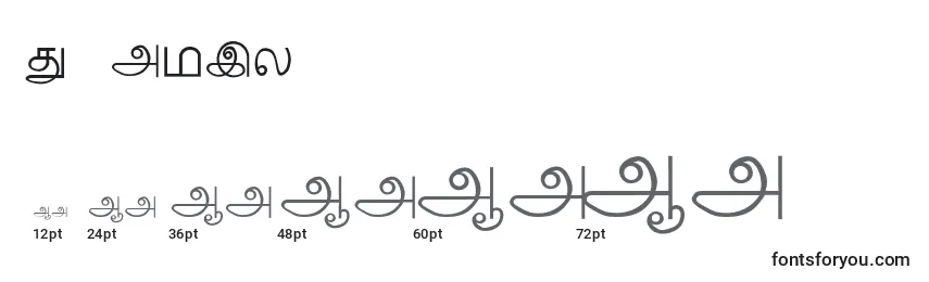 Размеры шрифта Tamil