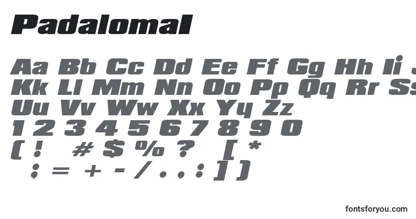Czcionka PadalomaI – alfabet, cyfry, specjalne znaki