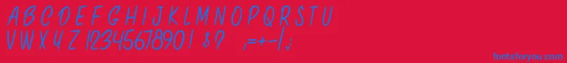 フォントOnlyInThisCase – 赤い背景に青い文字