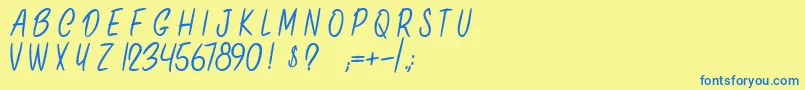 Fonte OnlyInThisCase – fontes azuis em um fundo amarelo