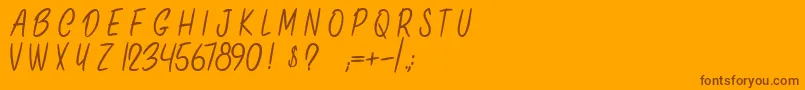 OnlyInThisCase-Schriftart – Braune Schriften auf orangefarbenem Hintergrund