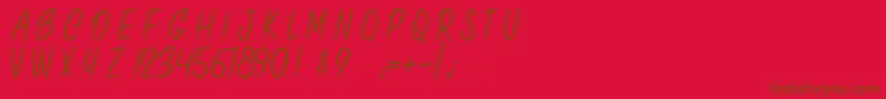 OnlyInThisCase-fontti – ruskeat fontit punaisella taustalla