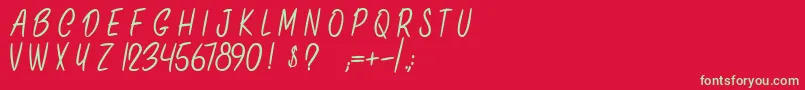 フォントOnlyInThisCase – 赤い背景に緑の文字