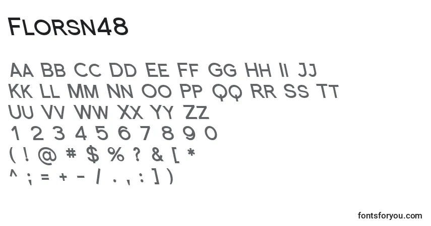 Schriftart Florsn48 – Alphabet, Zahlen, spezielle Symbole