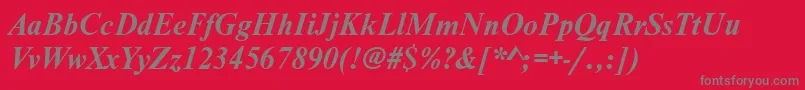 NimbusromdcyBoldItalic-Schriftart – Graue Schriften auf rotem Hintergrund