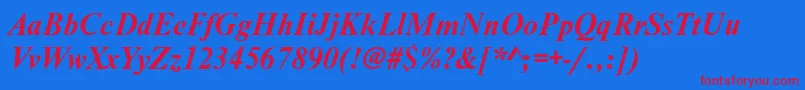 NimbusromdcyBoldItalic Font – Red Fonts on Blue Background