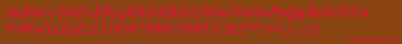 NimbusromdcyBoldItalic Font – Red Fonts on Brown Background