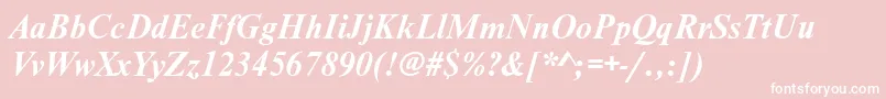 NimbusromdcyBoldItalic-Schriftart – Weiße Schriften auf rosa Hintergrund