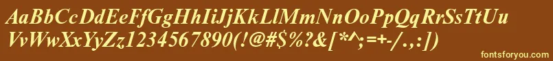 NimbusromdcyBoldItalic Font – Yellow Fonts on Brown Background