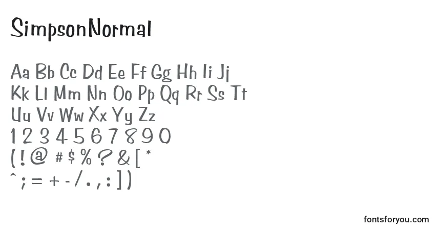 SimpsonNormal-fontti – aakkoset, numerot, erikoismerkit