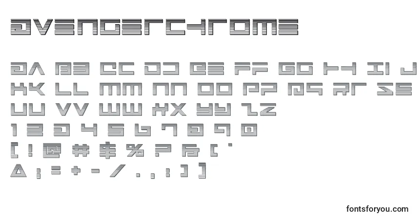 A fonte Avengerchrome – alfabeto, números, caracteres especiais