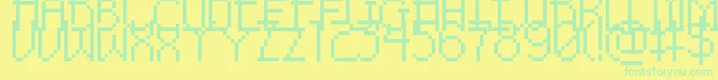 PixelNoirSkinnyCaps-Schriftart – Grüne Schriften auf gelbem Hintergrund