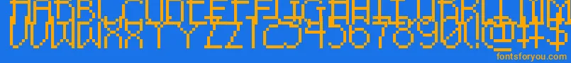 Czcionka PixelNoirSkinnyCaps – pomarańczowe czcionki na niebieskim tle