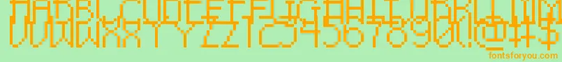 PixelNoirSkinnyCaps Font – Orange Fonts on Green Background