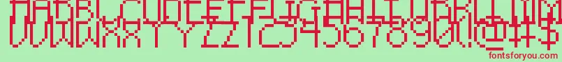 フォントPixelNoirSkinnyCaps – 赤い文字の緑の背景