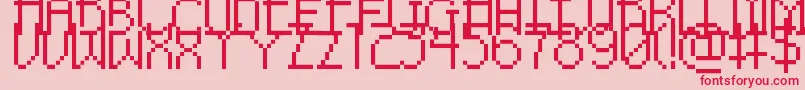 PixelNoirSkinnyCaps Font – Red Fonts on Pink Background