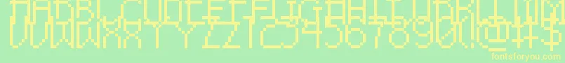 PixelNoirSkinnyCaps Font – Yellow Fonts on Green Background