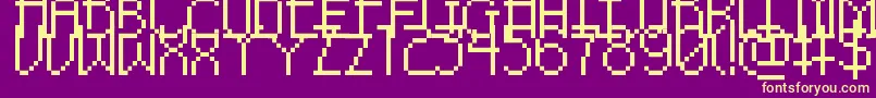 Czcionka PixelNoirSkinnyCaps – żółte czcionki na fioletowym tle