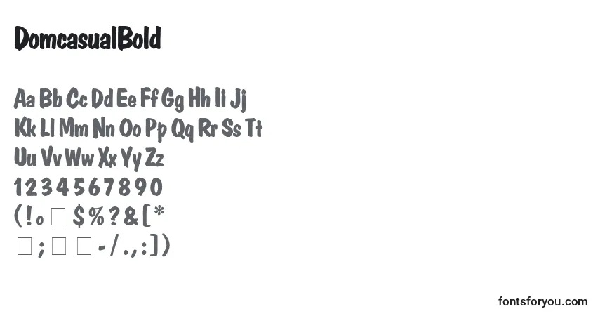 A fonte DomcasualBold – alfabeto, números, caracteres especiais