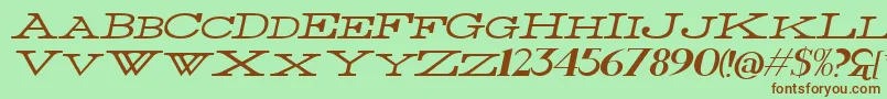 Fonte ThinWideItalic – fontes marrons em um fundo verde