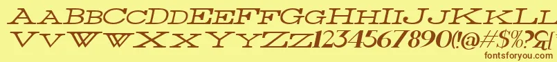 Fonte ThinWideItalic – fontes marrons em um fundo amarelo