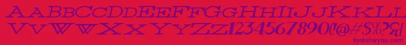 Czcionka ThinWideItalic – fioletowe czcionki na czerwonym tle