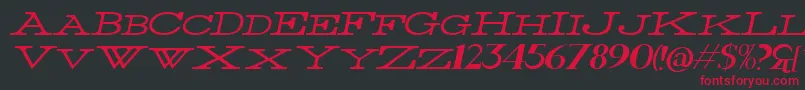 Czcionka ThinWideItalic – czerwone czcionki na czarnym tle